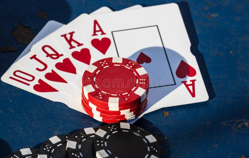 Stacks of Poker Chips with Money and Cards Stock Photo Image of poker