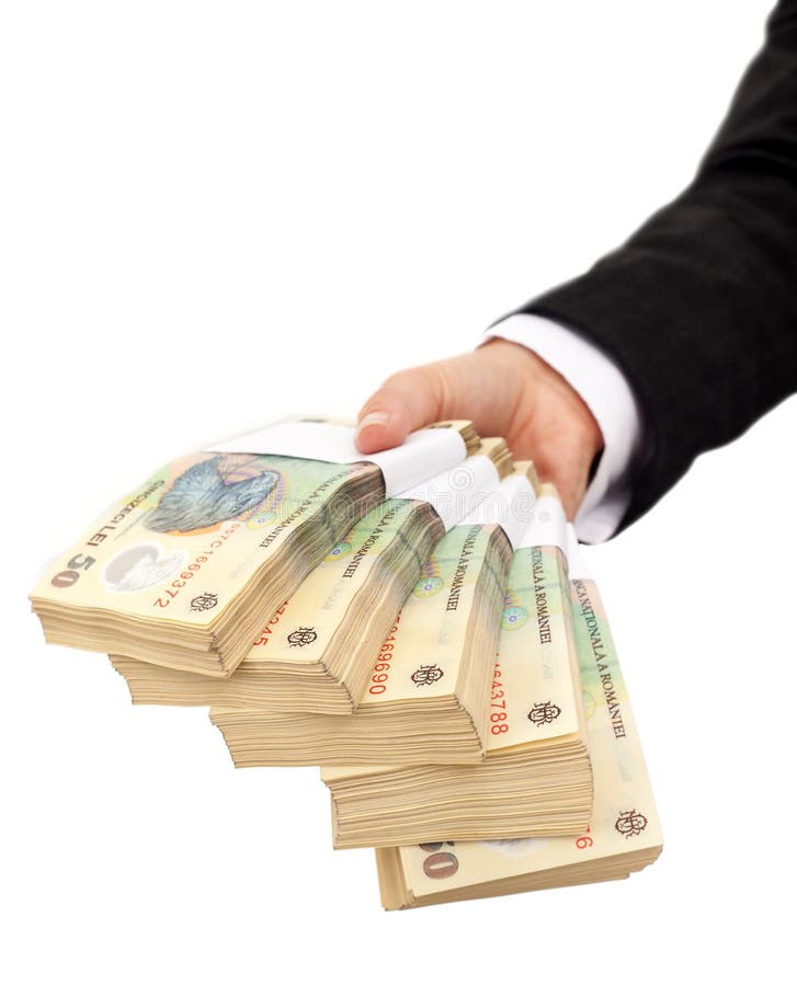 Stacks of romanian currency royalty free stock photos