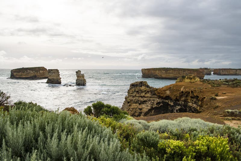 Stacks in the sea Twelve Apostles, Great Ocean Road, Australia royalty free stock photos Stacks in the sea Twelve Apostles, Great Ocean Road, Australia royalty free stock photos