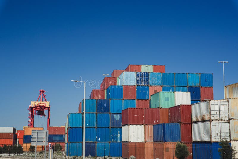 Shipping Containers at the Docks in Perth, Australia Stock Photo