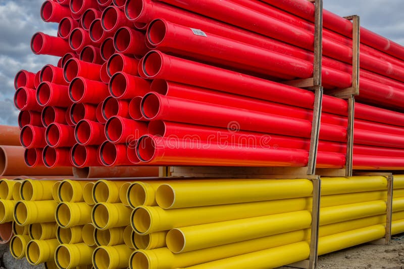 Stacks of Various Colored Pvc Water Pipes Stock Photo Image of pipe