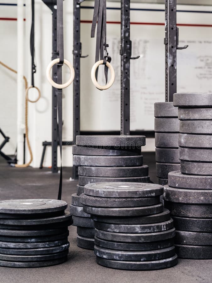 Stacks of weights at the gym