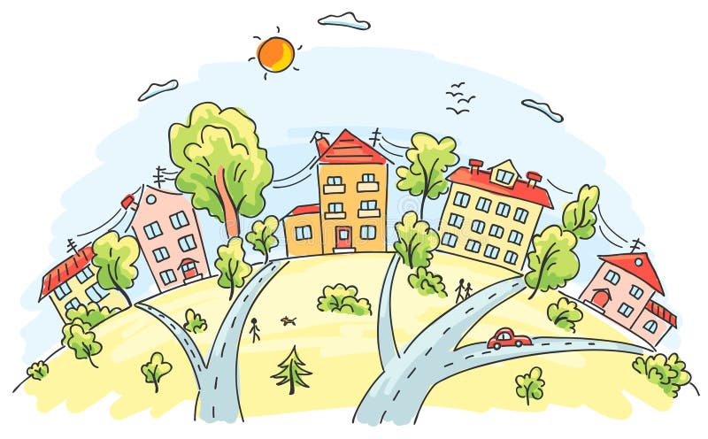 Stad op een heuvel royalty-vrije illustratie Stad op een heuvel royalty-vrije illustratie