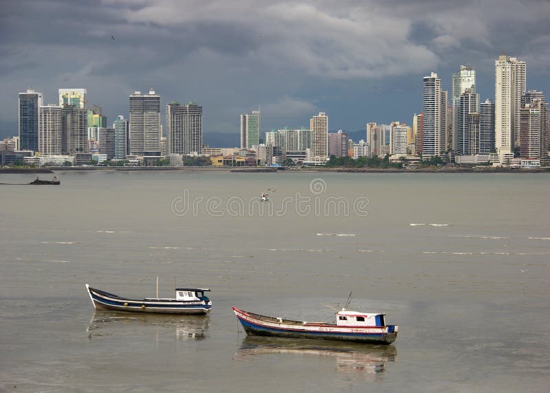 The skyline of Panama City downtown on a clody day. The skyline of Panama City downtown on a clody day.