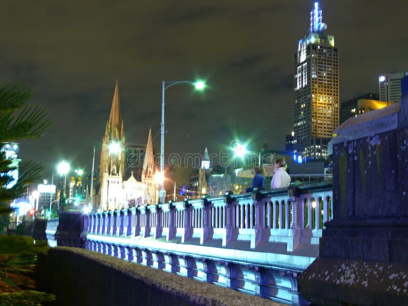 Stad van Melbourne in nacht. royalty-vrije stock fotografie Stad van Melbourne in nacht. royalty-vrije stock fotografie