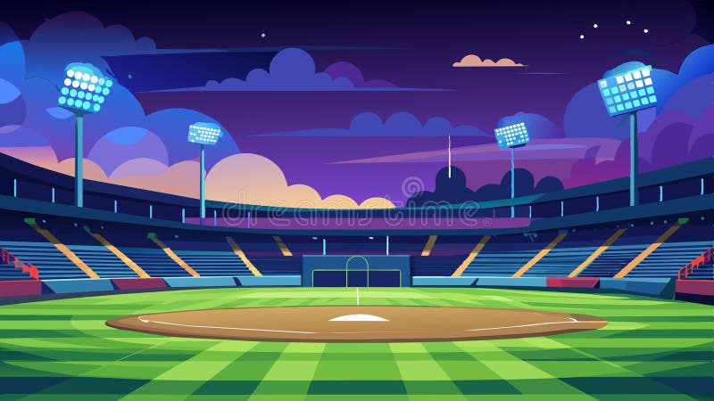 Stade de baseball vide à twilight : un calme avant la partie illustration libre de droits