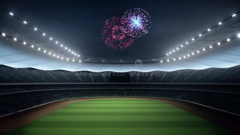 Stadio con i fan la notte prima della partita rappresentazione 3d royalty illustrazione gratis Stadio con i fan la notte prima della partita rappresentazione 3d royalty illustrazione gratis