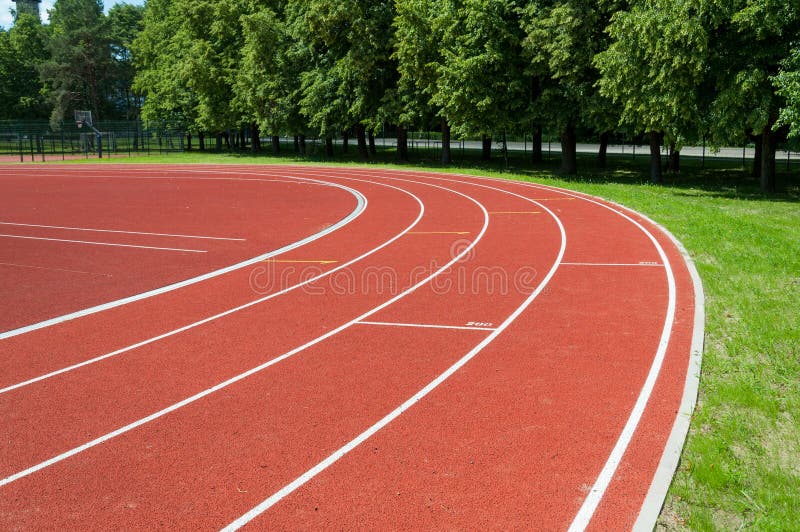 Stadion de sport cu linii de rulare stock photo