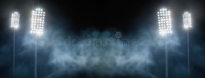 Stadium dym przeciw ciemnemu nocnemu niebu i światła obraz royalty free Stadium dym przeciw ciemnemu nocnemu niebu i światła obraz royalty free