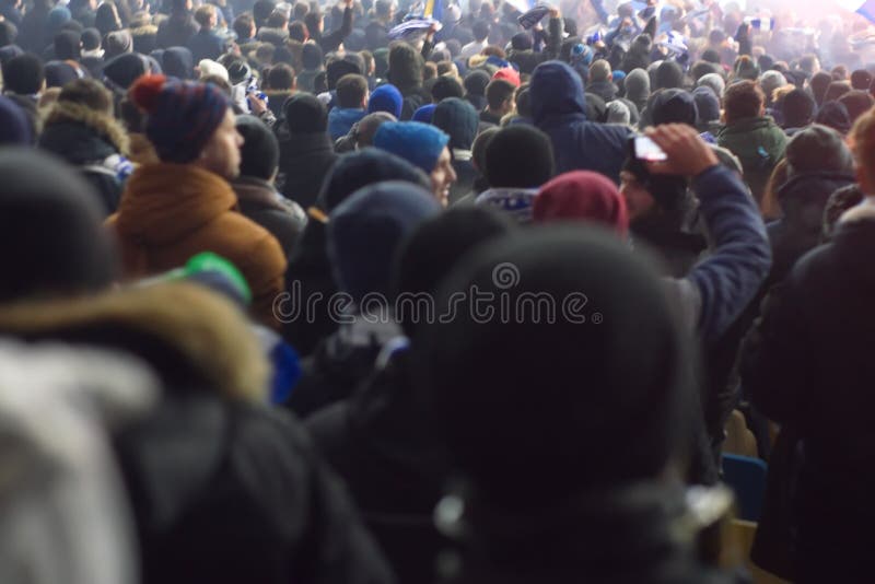 Stadium supporting the team in the winter royalty free stock images