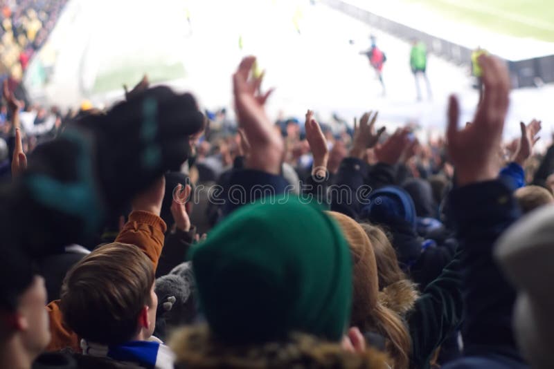 Stadium supporting the team in the winter stock images