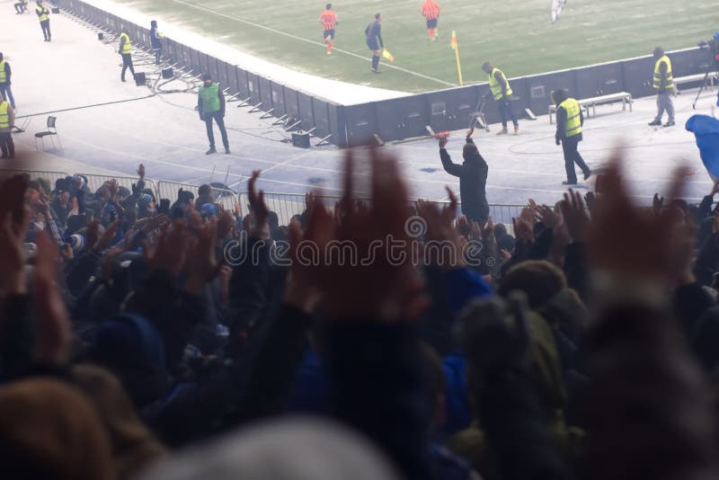 Stadium supporting the team in the winter royalty free stock photos