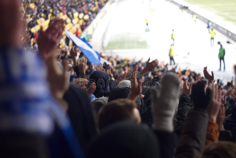 Stadium supporting the team in the winter stock photography