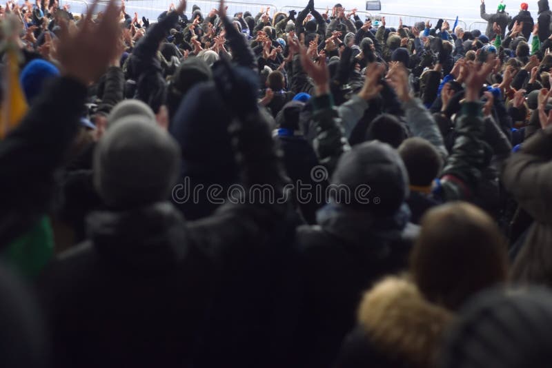 Stadium supporting the team in the winter royalty free stock photo