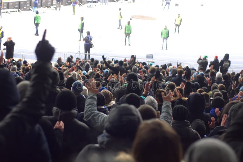 Stadium supporting the team in the winter royalty free stock image