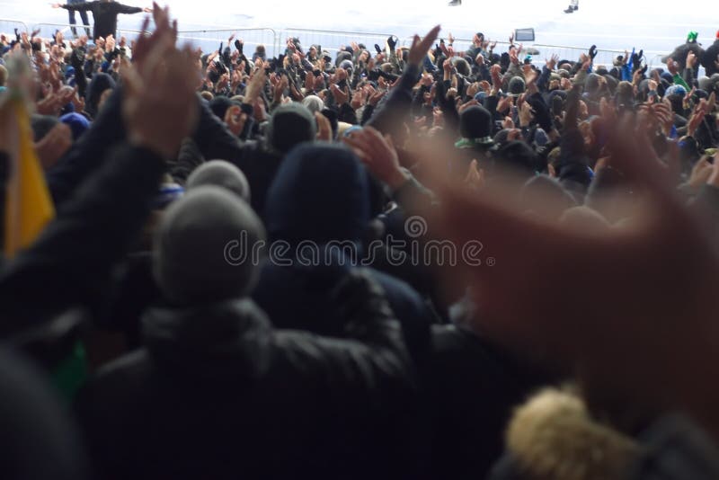 Stadium supporting the team in the winter royalty free stock photography