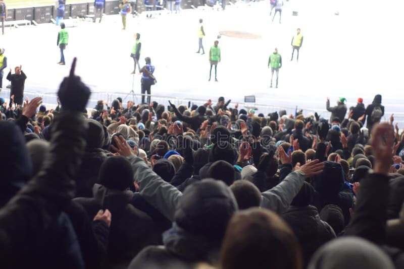 Stadium supporting the team in the winter royalty free stock images