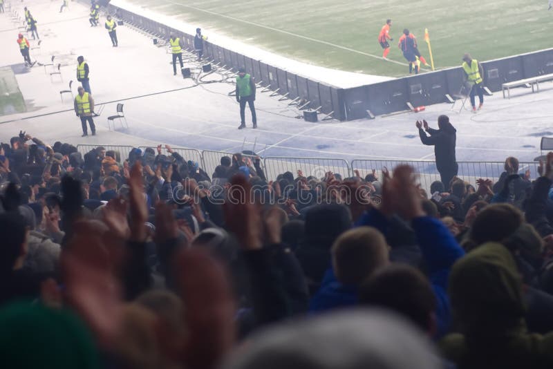 Stadium supporting the team in the winter royalty free stock photo