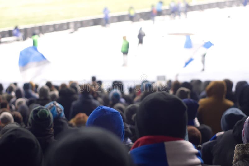 Stadium supporting the team in the winter stock photography