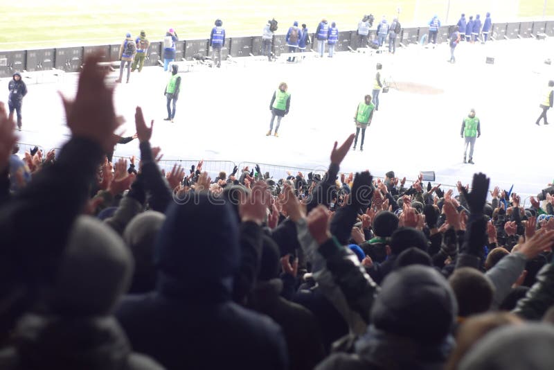 Stadium supporting the team in the winter royalty free stock photography