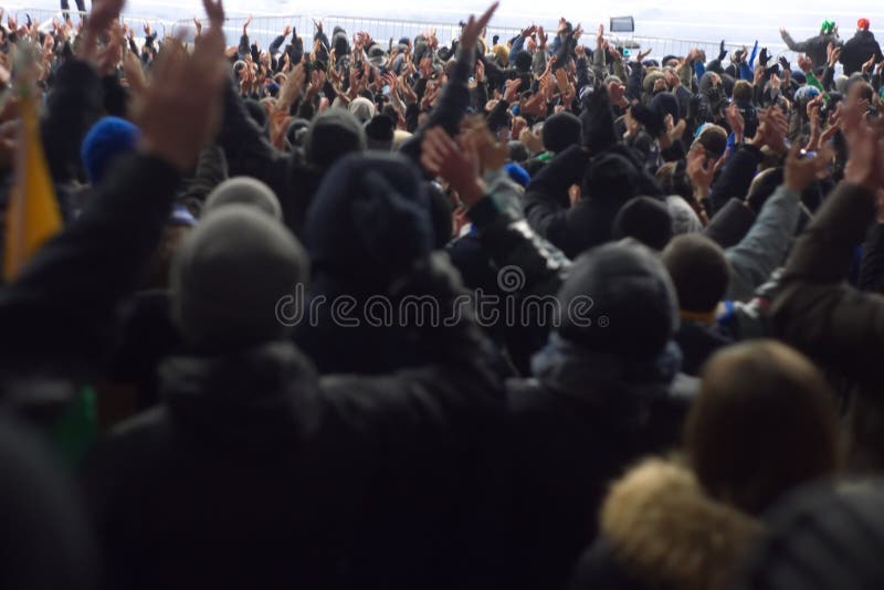 Stadium supporting the team in the winter royalty free stock photo