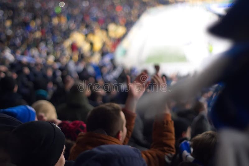 Stadium supporting the team in the winter stock images
