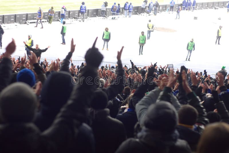 Stadium supporting the team in the winter royalty free stock photo