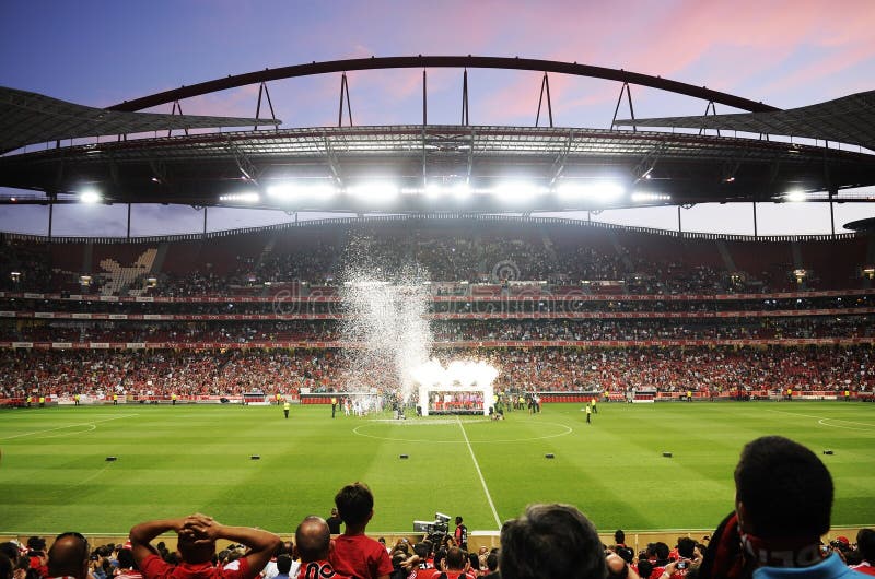 Light Stadium &#x28;or Estadio da Luz&#x29;, 27th July 2012, after the game between Benfica and Real Madrid, Cristiano Ronaldo club, during Eusebio Cup. The home players won the team coached by Mourinho for 5 to 2. Benficas stadium its Portugals largest. Light Stadium &#x28;or Estadio da Luz&#x29;, 27th July 2012, after the game between Benfica and Real Madrid, Cristiano Ronaldo club, during Eusebio Cup. The home players won the team coached by Mourinho for 5 to 2. Benficas stadium its Portugals largest.