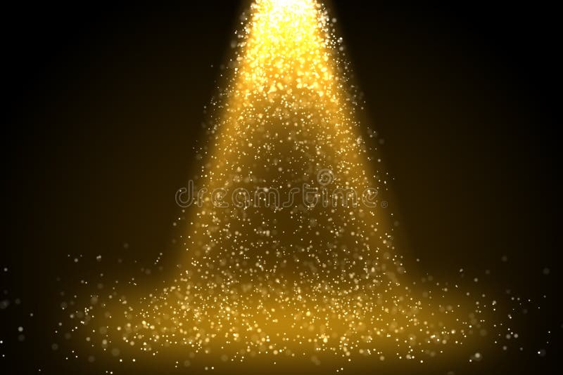Stadiumslicht und Goldene Funkelnlichter auf dem Boden vektor abbildung