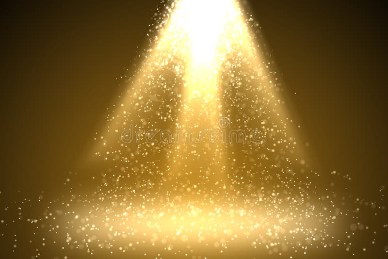 Stadiumslicht und Goldene Funkelnlichter auf dem Boden vektor abbildung