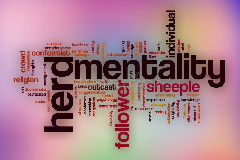 Herd mentality word cloud concept with abstract background. Herd mentality word cloud concept with abstract background
