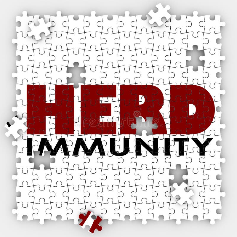 Herd Immunity words on puzzle pieces to illustrate vaccination to protect society or community to be immune from disease or sickness. Herd Immunity words on puzzle pieces to illustrate vaccination to protect society or community to be immune from disease or sickness