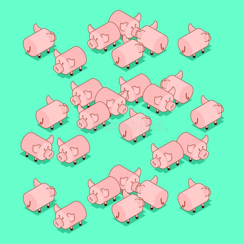 Herd pigs. Pig Farm animal. Vector illustration. Herd pigs. Pig Farm animal. Vector illustration.