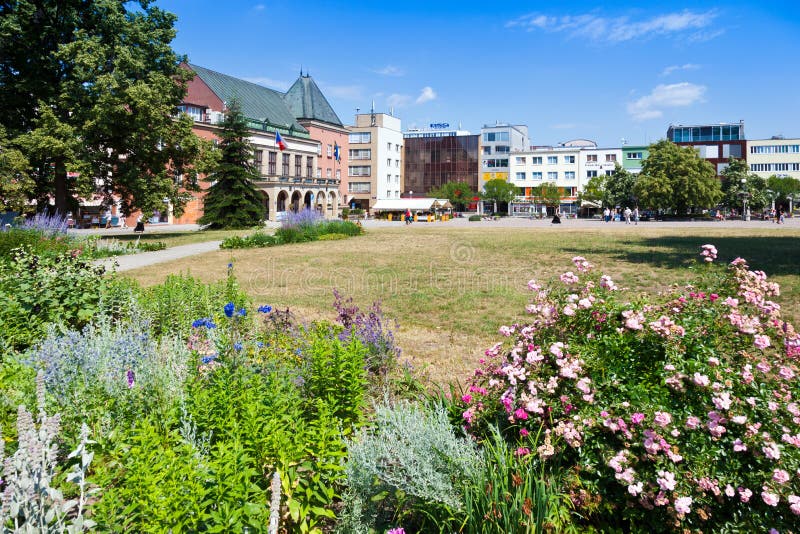 Stadshuset, staden Zlin, östra Moravia, Tjeckien arkivfoto Stadshuset, staden Zlin, östra Moravia, Tjeckien arkivfoto