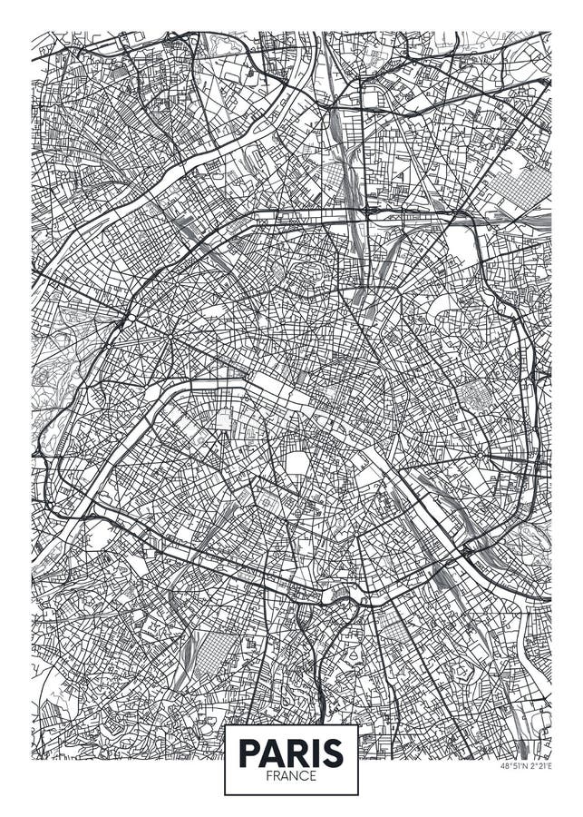Stadskaart Parijs, ontwerp van de reis het vectoraffiche