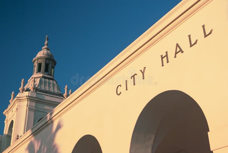 Image of the Pasadena City Hall east entrance and one of the four minor towers. Image of the Pasadena City Hall east entrance and one of the four minor towers.