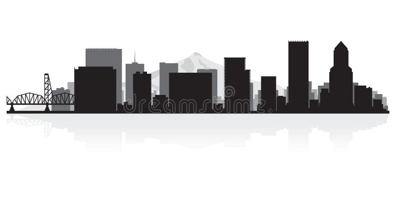 Stadt-Skylineschattenbild Portlands Oregon lizenzfreie abbildung Stadt-Skylineschattenbild Portlands Oregon lizenzfreie abbildung