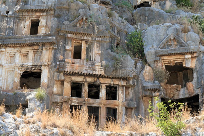 Tombs carved into the rocks in the town of Demre. Tombs carved into the rocks in the town of Demre