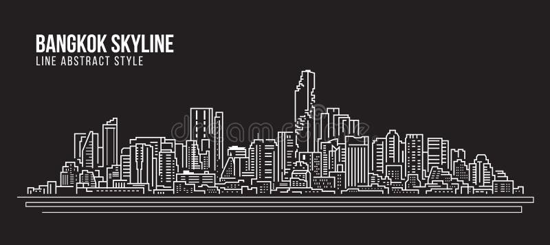 Stadtbild-Baulinie Kunst Vektor-Illustrationsdesign - Bangkok-Stadtskyline lizenzfreie abbildung Stadtbild-Baulinie Kunst Vektor-Illustrationsdesign - Bangkok-Stadtskyline lizenzfreie abbildung