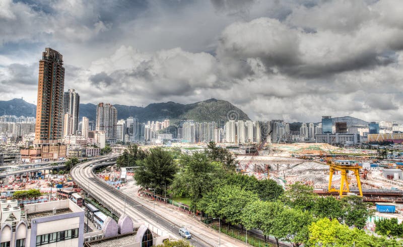 Stadtentwicklung Hong Kongs am alten Flughafen-Standort stockfoto Stadtentwicklung Hong Kongs am alten Flughafen-Standort stockfoto