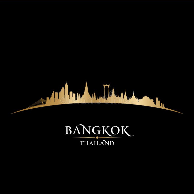 Stadtskylineschattenbildschwarzhintergrund Bangkoks Thailand lizenzfreie abbildung Stadtskylineschattenbildschwarzhintergrund Bangkoks Thailand lizenzfreie abbildung