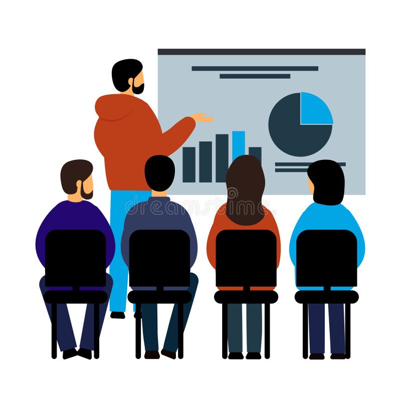 staff education. seminar in the office, training, lecture. report, presentation stock vector - illustration of character, attend: 141567745
