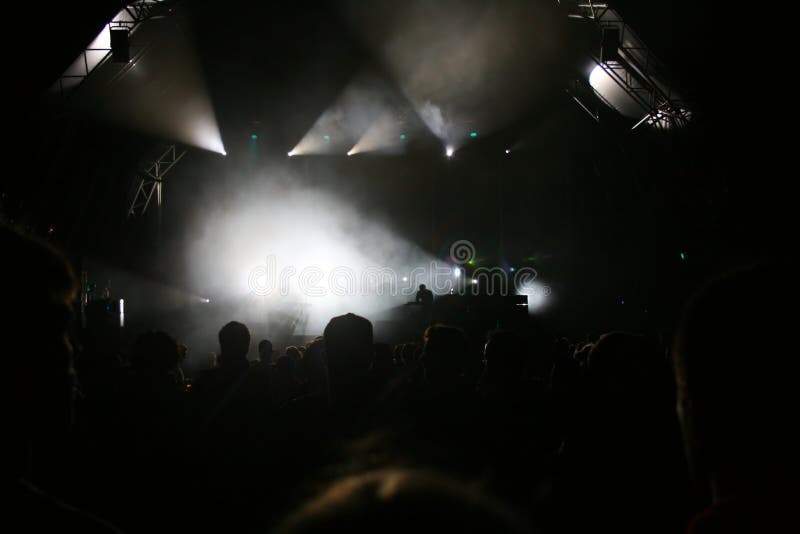 Crowd with stage lights in music concert. Crowd with stage lights in music concert