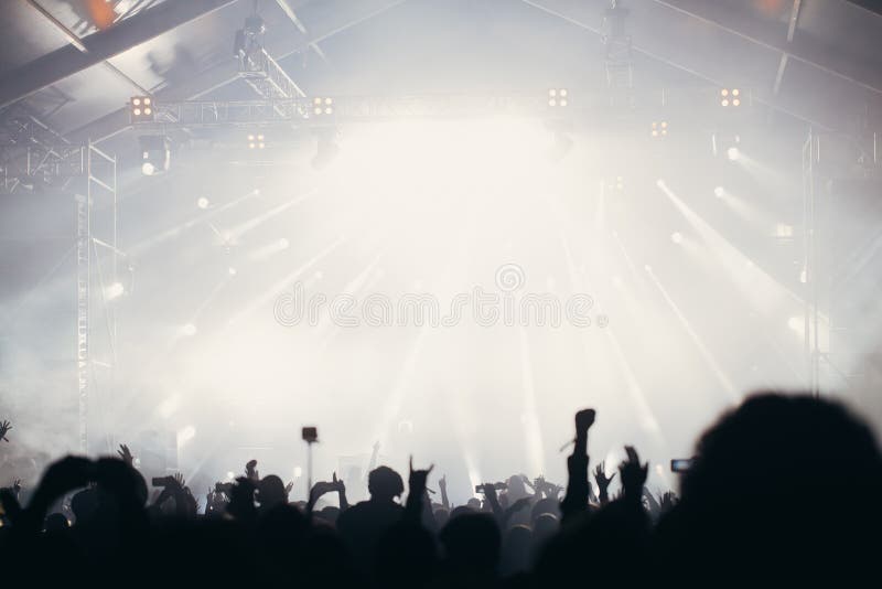 Audience Hands And Lights At Concert Stock Photo - Image of hand ...