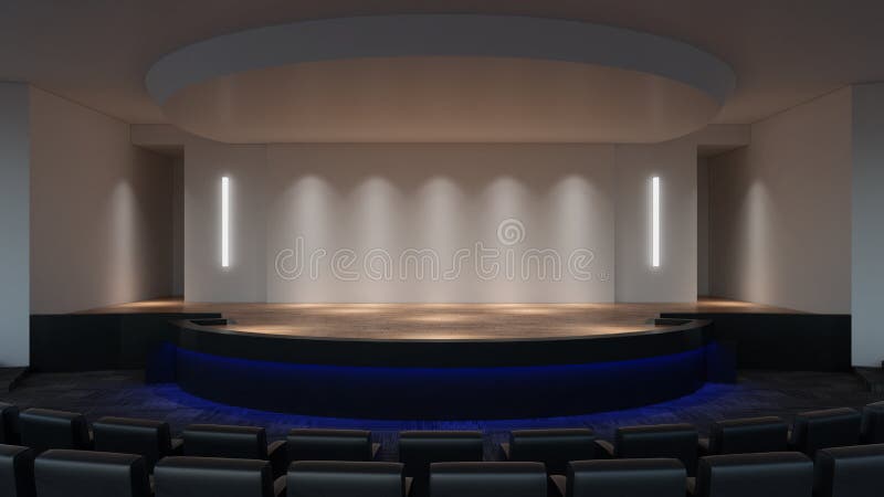 Stage mock up 3d rendering. empty wall screen template vector illustration