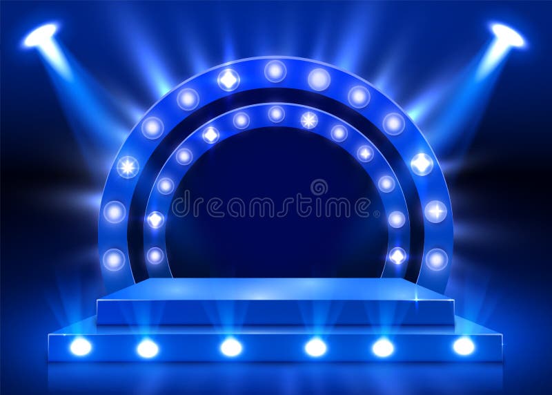 Stage Podium with Lighting, Stage Podium Scene with for Award Ceremony on  Blue Background. Stock Vector - Illustration of empty, championship:  128340937