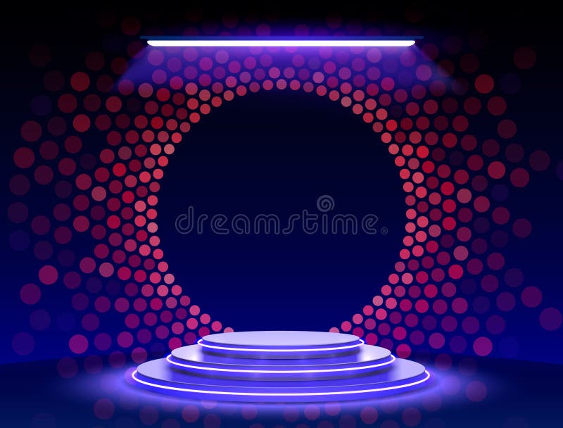 Stage Podium with Lighting, Stage Podium Scene with for Award Ceremony on  Blue Background Stock Vector - Illustration of level, neon: 172344191