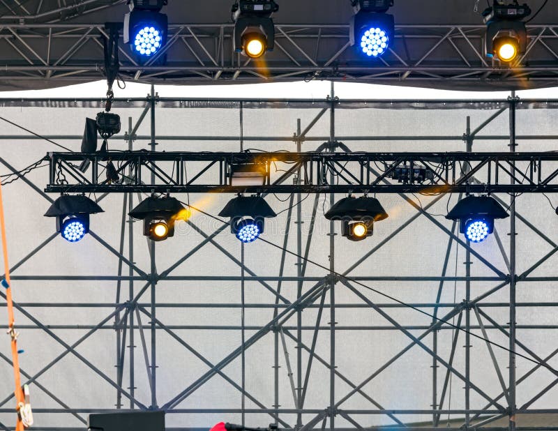 Stage Spotlight Projectors before Outdoor Concert Stock Image - Image ...