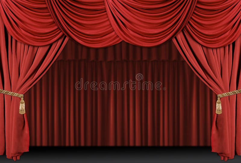 Viejo, elegante teatro fase terciopelo cortinas.