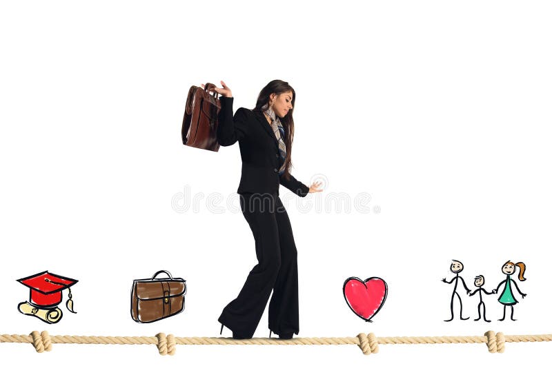 Stages of work and life of businesswoman. Stages of work and life of businesswoman